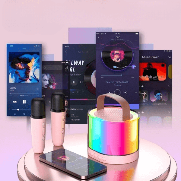 Karaoke Portable Bluetooth Speaker with 2 Microphones